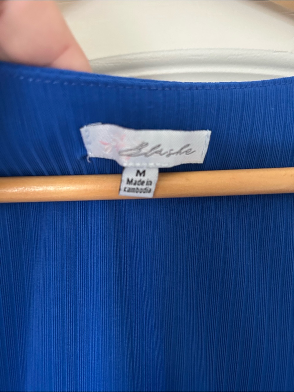 Square Neck Royal Blue Ribbed Tank Top - Picture 3 of 4
